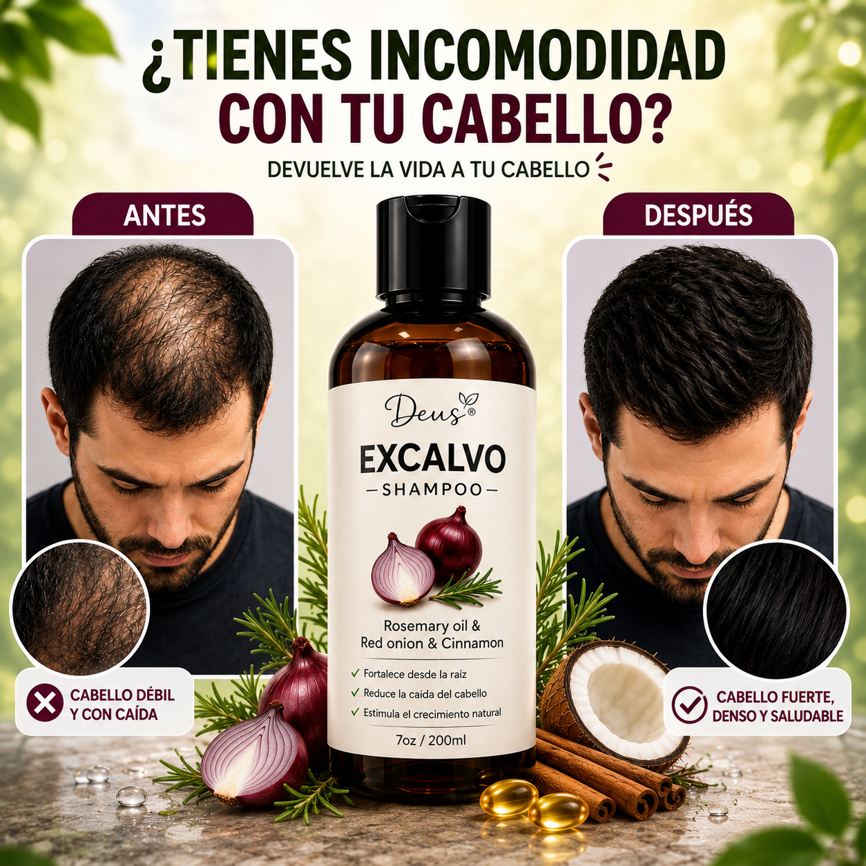 Shampoo Excalvo - Reduce la Pérdida y Estimula el Crecimiento